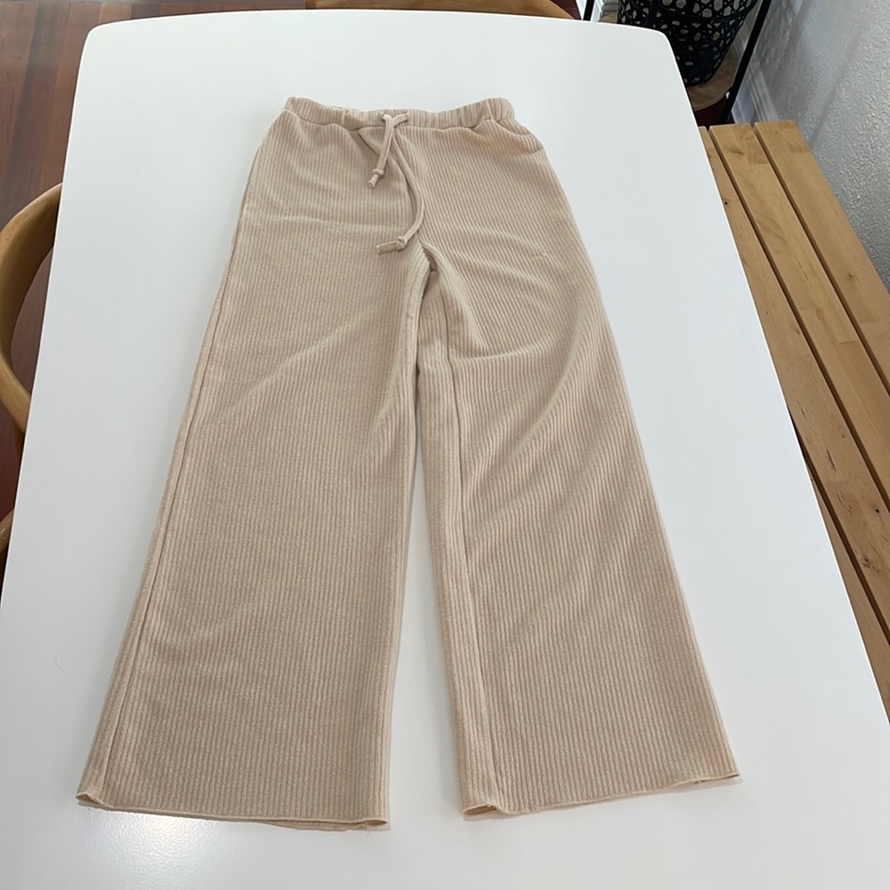 Zara Wide Leg Ribbed Drawstring Sweatpants